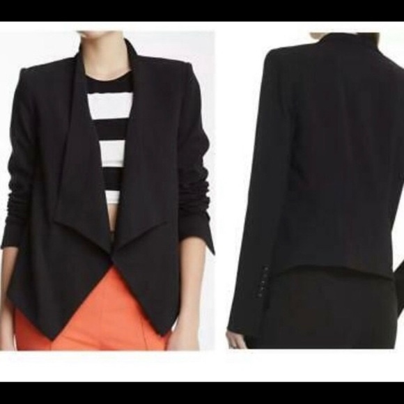 BCBGMaxAzria Abree Open Front Blazer Jacket XXS Black BCBG Designer Fashion - Picture 2 of 6